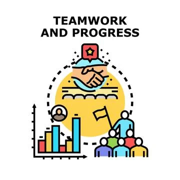 Teamwork and progress concept vector illustrating business collaboration an.. Stock Illustration