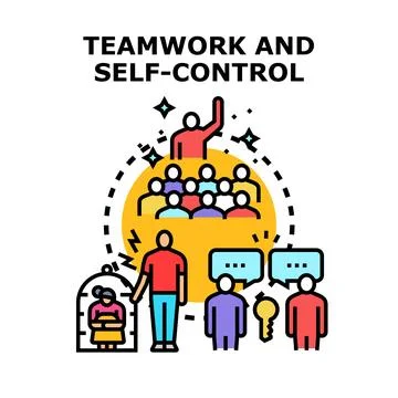 Teamwork and self control concept vector illustration イラスト素材