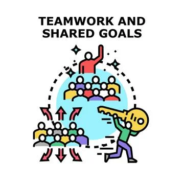 Teamwork and shared goals vector concept illustration Stock Illustration