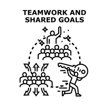 Teamwork and shared goals vector concept illustration Stock Illustration