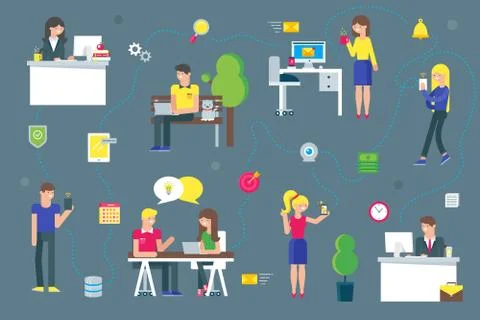 Teamwork and social network Stock Illustration