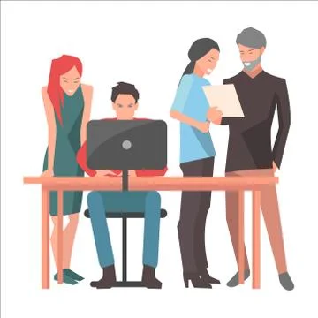 Teamwork and Startup Discussions Illustration 库存插图