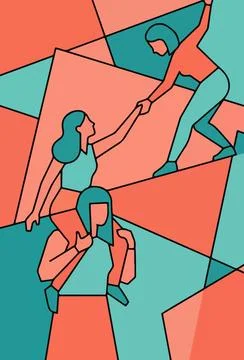 Teamwork and Support Illustration Иллюстрация