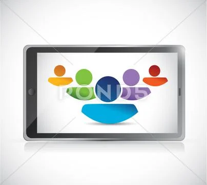 Teamwork and technology tablet illustration design Stock Illustrationen