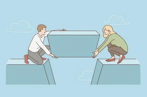 Teamwork and uniting efforts concept Stock Illustration