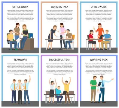 Teamwork and Working Task Vector Illustration Stock Illustration