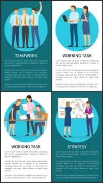 Teamwork and Working Task Vector Illustration 스톡 일러스트