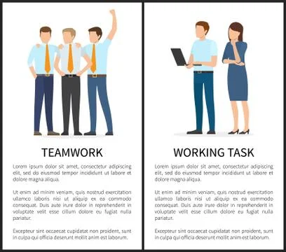Teamwork and Working Tasks Vector Illustration 스톡 일러스트