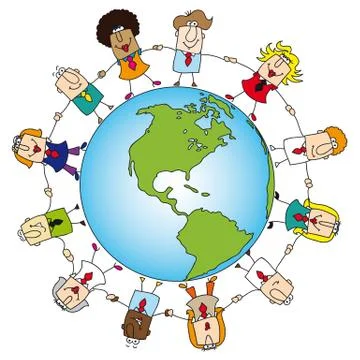 Teamwork around the world Stock Illustration