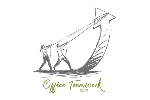 Teamwork, arrow, growth, business, progress concept. Hand drawn isolated vect Stock Illustration