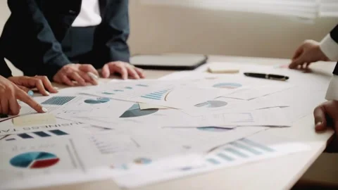 Teamwork background charts and graphs banner, Team of business people working Stock Footage 256740729