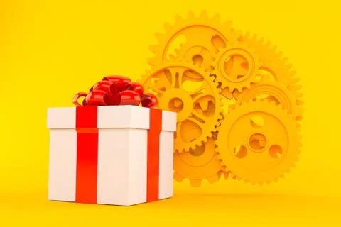 Teamwork background with gift Stock Illustration