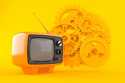 Teamwork background with tv Stock Illustration