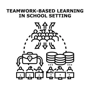 Teamwork based learning concept in school setting Stock Illustration