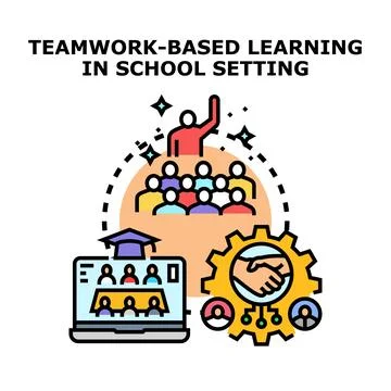 Teamwork based learning education concept developing collaboration Stock Illustration