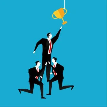 Teamwork to be a winner. Cooperation or teamwork concept illustration. Stock Illustration