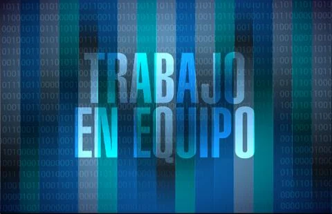 Teamwork binary background sign in Spanish Stock Illustration