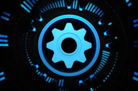 Teamwork blue icon in the technology space Stock Illustration