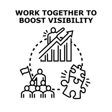 Teamwork boosting business visibility and growth concept Stock Illustration