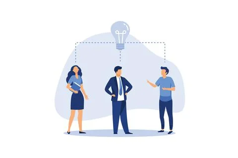 Teamwork, brainstorming, collective creative thoughts flat vector illustratio Stock Illustration