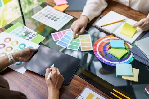 Teamwork brainstorming Creative idea Business project. Business People mee... Stock Photos
