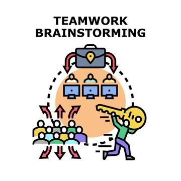 Teamwork brainstorming generating creative business solutions Stock Illustration