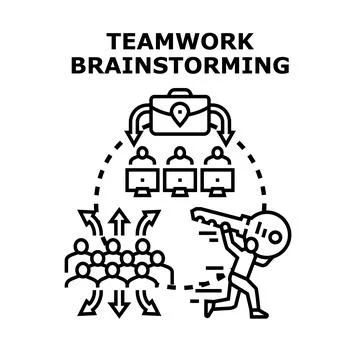 Teamwork brainstorming generating creative business solutions Stock Illustration