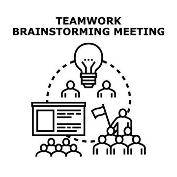 Teamwork brainstorming meeting generating new business ideas Stock Illustration