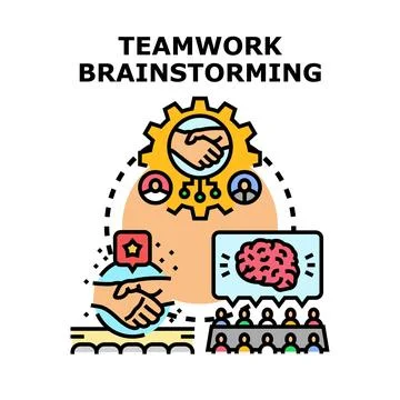 Teamwork brainstorming working process and creative ideas generating 스톡 일러스트