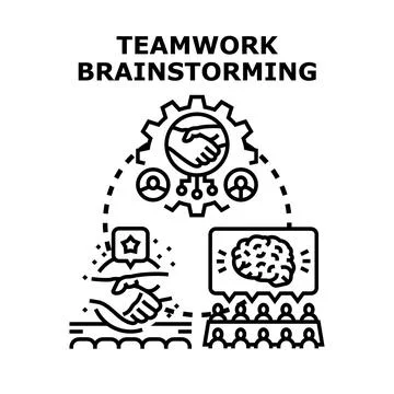 Teamwork brainstorming working process and creative ideas generating イラスト素材