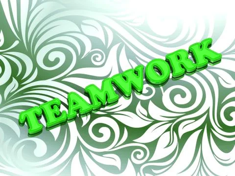 TEAMWORK- bright color letters on nice green ornament background Stock Illustration