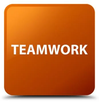 Teamwork brown square button Stock Illustration