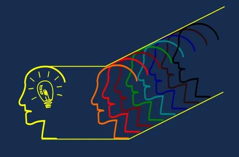 Teamwork builds big idea Stock Illustration