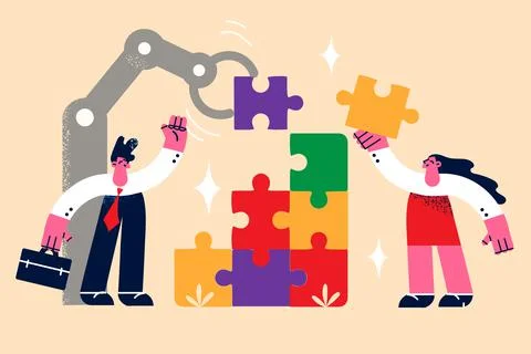 Teamwork, business cooperation collaboration concept Illustrazione stock