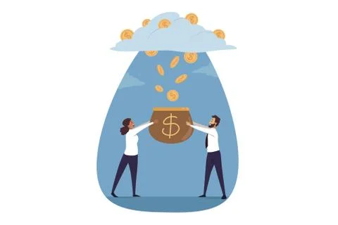 Teamwork, business, currency mining concept Stock Illustration