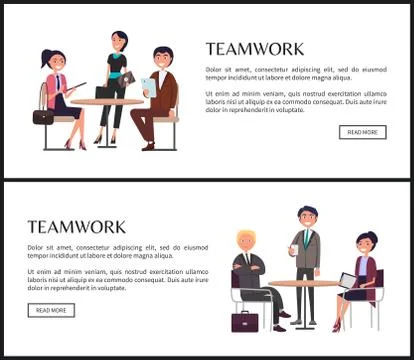 Teamwork at Business as Main Component Web Banners Stock Illustration