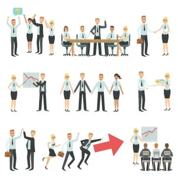 Teamwork In Business Work Process And Building Infographic Ilustración de archivo