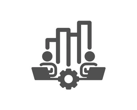 Teamwork chart icon. Remote office sign. Vector Stock Illustration