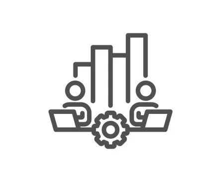 Teamwork chart line icon. Remote office sign. Vector Stock Illustration