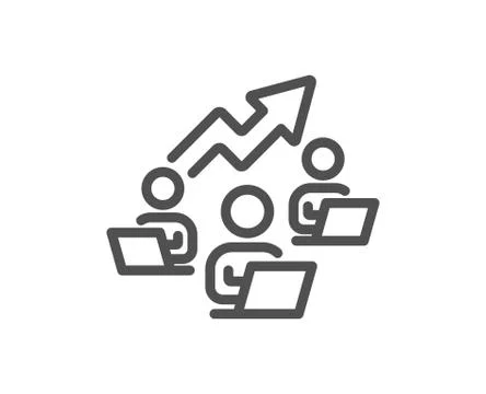 Teamwork chart line icon. Remote office sign. Vector Illustrazione stock