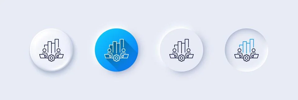 Teamwork chart line icon. Remote office sign. Line icons. Vector Stock Illustration