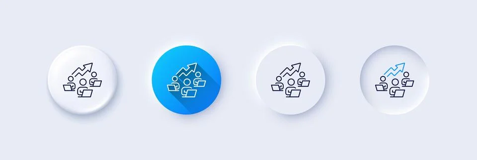 Teamwork chart line icon. Remote office sign. Line icons. Vector Illustrazione stock