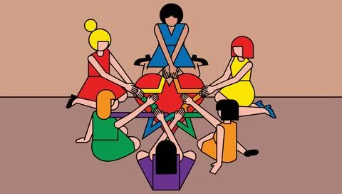 Teamwork Circle with Colorful Star 库存插图