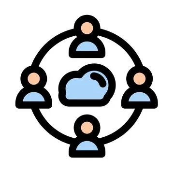 Teamwork- Cloud Collaboration- Agile Project Team Icon 스톡 일러스트