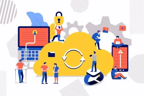 Teamwork Cloul Storage Stock Illustration