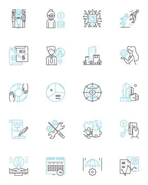 Teamwork Co-operation linear icons set. Synergy, Collaboration, Unity Stock Illustration
