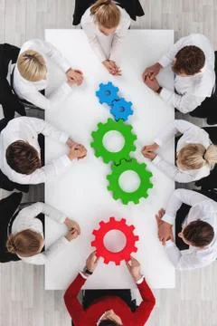 Teamwork with cogs of business Stock Photos