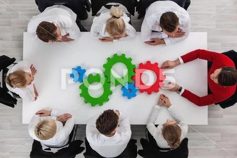 Teamwork with cogs of business Stock Photos