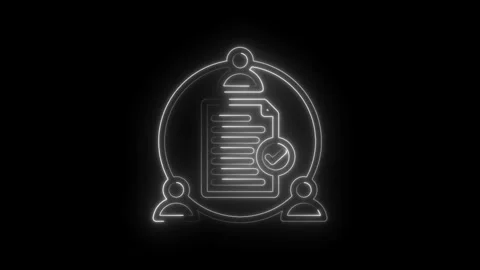 Teamwork collaboration agreement approval success concept glowing neon outline Stock Footage 333956477