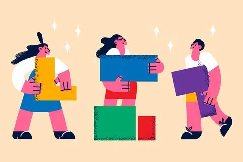 Teamwork, collaboration and cooperation concept. Stock Illustration